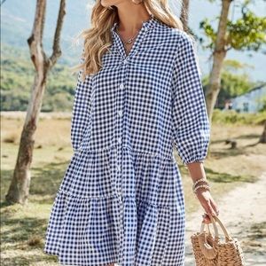 Gingham ruffle hem dress